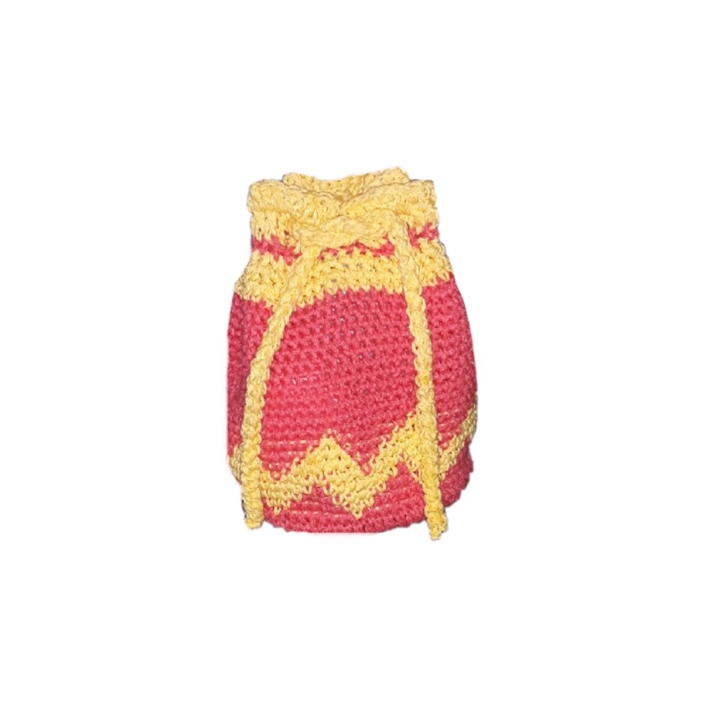 Coral, yellow Drawstring Bag